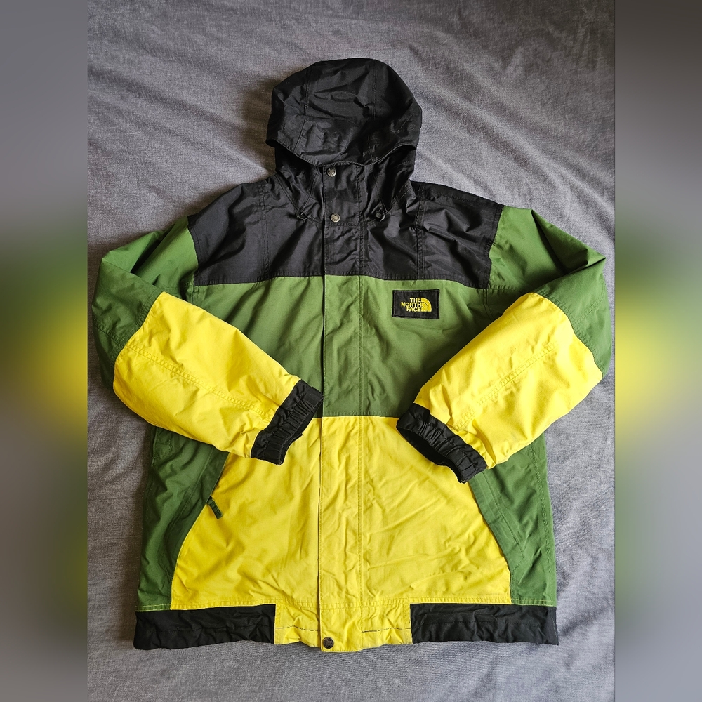 The North Face Black, Green, and Yellow Hooded Jacket